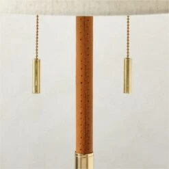 Prix Leather And Polished Brass Table Lamp -Cb2 Sales 2024 PrixBrnLthrTableLampAVSHS23