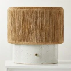Ramble Short White Ceramic Table Lamp With Jute Shade