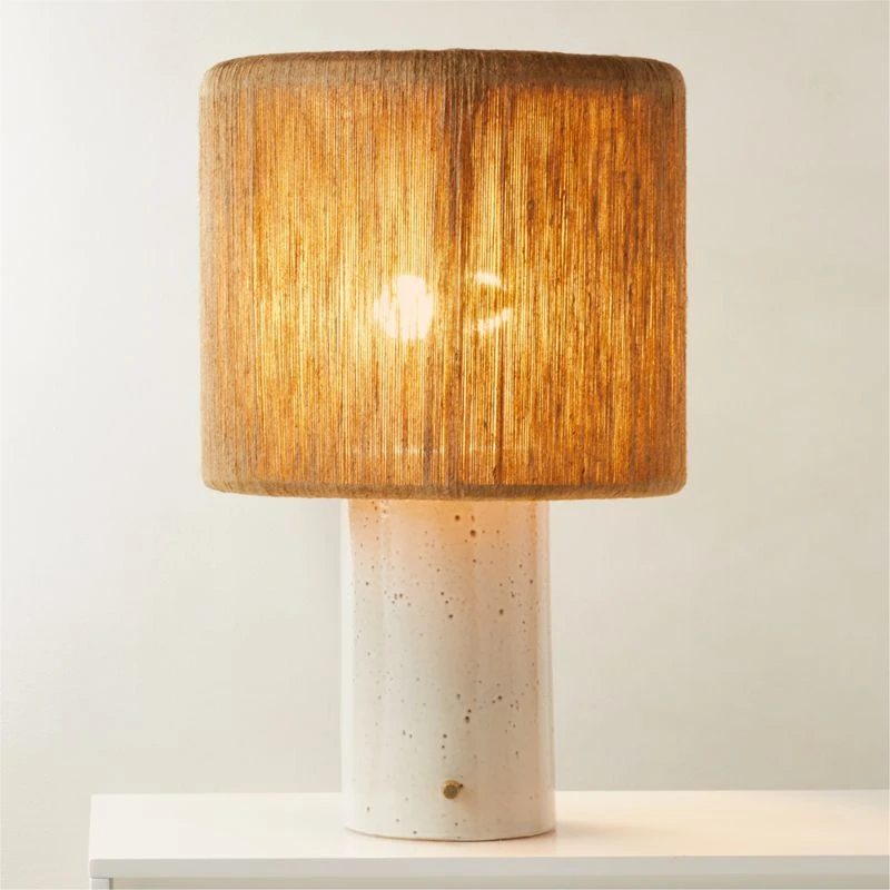 Ramble Tall White Ceramic Table Lamp With Jute Shade 2 Ramble Tall White Ceramic Table Lamp With Jute Shade - Image 2