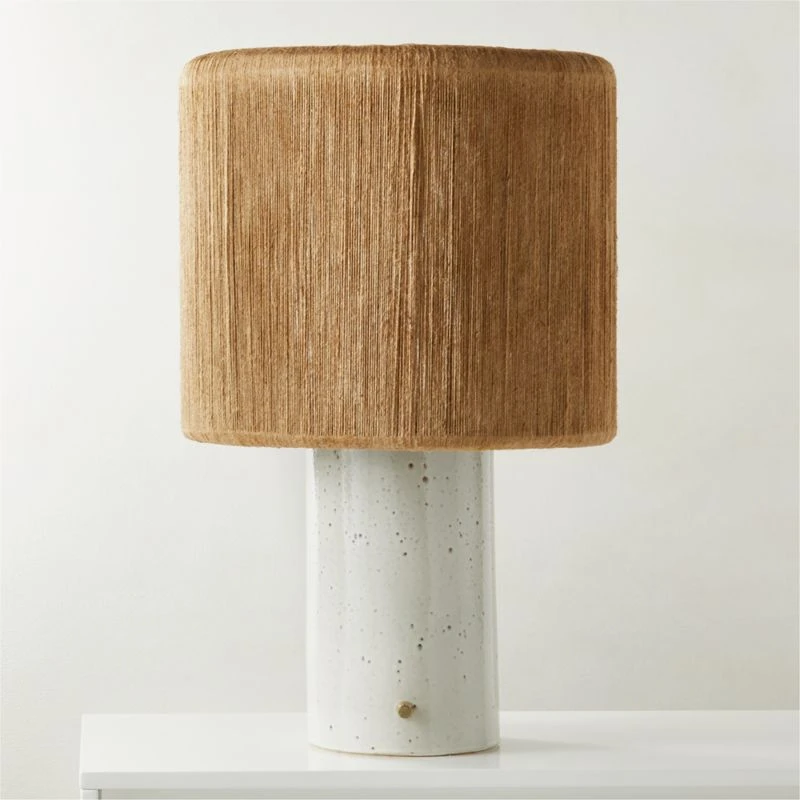 Ramble Tall White Ceramic Table Lamp With Jute Shade 1 Ramble Tall White Ceramic Table Lamp With Jute Shade