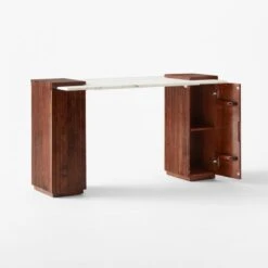 Reach White Marble-Top Desk -Cb2 Sales 2024 ReachMarbleNAshDesk3QAVSSS23