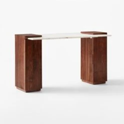 Reach White Marble-Top Desk -Cb2 Sales 2024 ReachMarbleNAshDesk3QSSS23