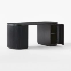 Reid Oval Black Wood Storage Desk -Cb2 Sales 2024 ReidEbonizedDesk3QAVSSS23