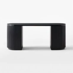 Reid Oval Black Wood Storage Desk -Cb2 Sales 2024 ReidEbonizedDeskSOSSS23
