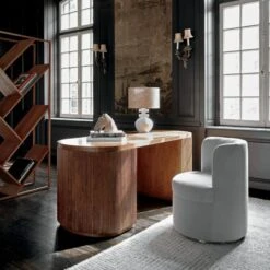 Reid Oval Brown Wood Storage Desk -Cb2 Sales 2024 ReidOvalDeskJL20 1x1