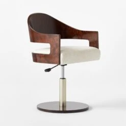 Renato Chenille And Burl Wood Office Chair -Cb2 Sales 2024 RenatoBrlWdOfficeChair3QSSF22