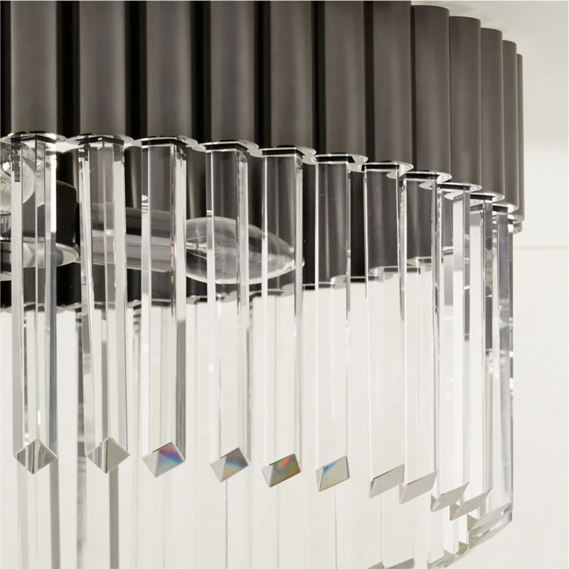 Risette Black Chrome And Crystal Flush Mount Light 3 Risette Black Chrome And Crystal Flush Mount Light - Image 3