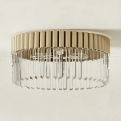 Risette Polished Champagne And Crystal Flush Mount Light