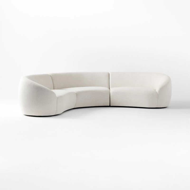 Roma Curved 3-Piece White Performance Fabric Sectional Sofa 3 Roma Curved 3-Piece White Performance Fabric Sectional Sofa - Image 3