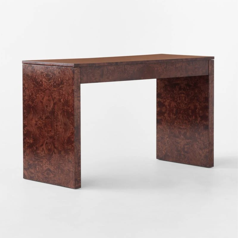 Runway 2-Drawer Burl Wood Desk 7 Runway 2-Drawer Burl Wood Desk - Image 7