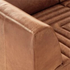 Salon 4-Piece L-Shaped Brown Leather Sectional Sofa -Cb2 Sales 2024 Salon4pcBrownLthrSectAVSSF22