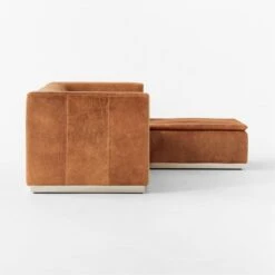 Salon 4-Piece L-Shaped Brown Leather Sectional Sofa -Cb2 Sales 2024 Salon4pcBrownLthrSectSDSSF22