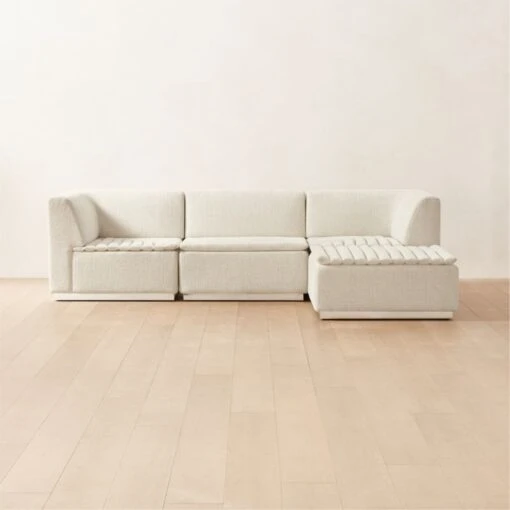 Salon 4-Piece L-Shaped Ivory White Chenille Sectional Sofa -Cb2 Sales 2024 Salon4pcIvorySectSHF22