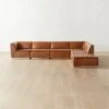 Salon 6-Piece L-Shaped Brown Leather Sectional Sofa