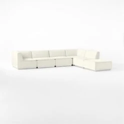 Salon 6-Piece L-Shaped Ivory White Chenille Sectional Sofa -Cb2 Sales 2024 Salon6pcIvorySect3QSSF22