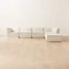 Salon 6-Piece L-Shaped Ivory White Chenille Sectional Sofa