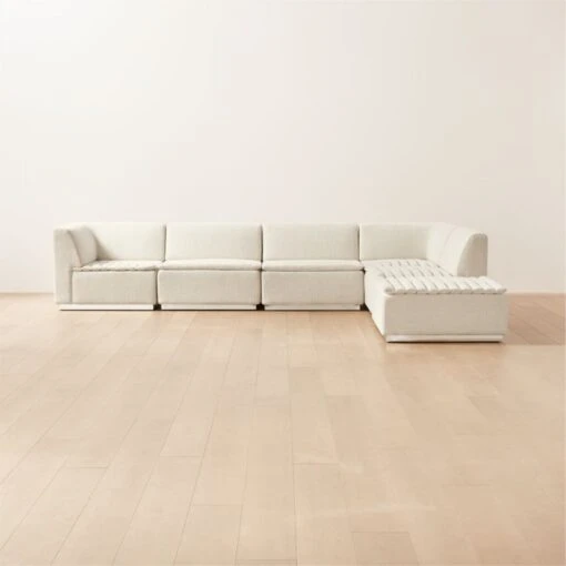 Salon 6-Piece L-Shaped Ivory White Chenille Sectional Sofa -Cb2 Sales 2024 Salon6pcIvorySectSHF22