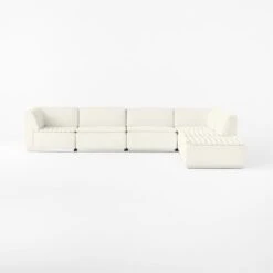 Salon 6-Piece L-Shaped Ivory White Chenille Sectional Sofa -Cb2 Sales 2024 Salon6pcIvorySectSOSSF22