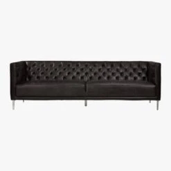 Savile Leather Tufted Sofa -Cb2 Sales 2024 SavileSofaLeatherBlackF17