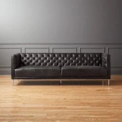 Savile Leather Tufted Sofa