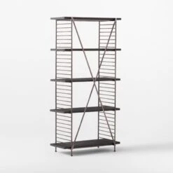 Scala Black Wood Bookshelf With Metal Frame -Cb2 Sales 2024 ScalaBkWdOpenBookcase3QBSSS22