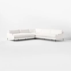 Scalino 3-Piece L-Shaped White Performance Velvet Sectional Sofa With Double Loveseat -Cb2 Sales 2024 Scalino3PWtStRANLALvst3QSSF22