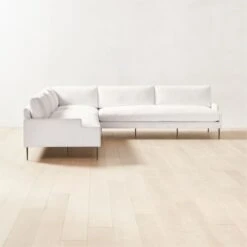 Scalino 3-Piece L-Shaped White Performance Velvet Sectional Sofa With Double Loveseat