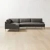 Scalino 3-piece L-Shaped Grey Sectional Sofa With Left Arm Chair