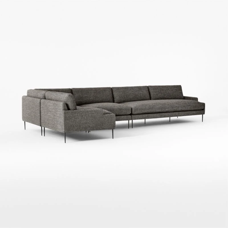 Scalino 4-piece L-Shaped Grey Sectional Sofa With Left Arm Chair 3 Scalino 4-piece L-Shaped Grey Sectional Sofa With Left Arm Chair - Image 3