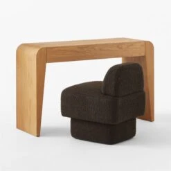 Selena Wood Vanity Table -Cb2 Sales 2024 SelenaOakVanityAV2SSS23