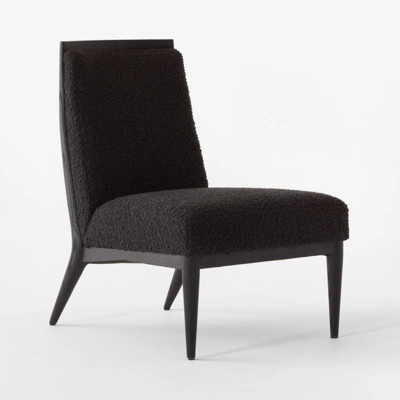 Black Boucle Slipper Chair Model 400 4 Black Boucle Slipper Chair Model 400 - Image 4