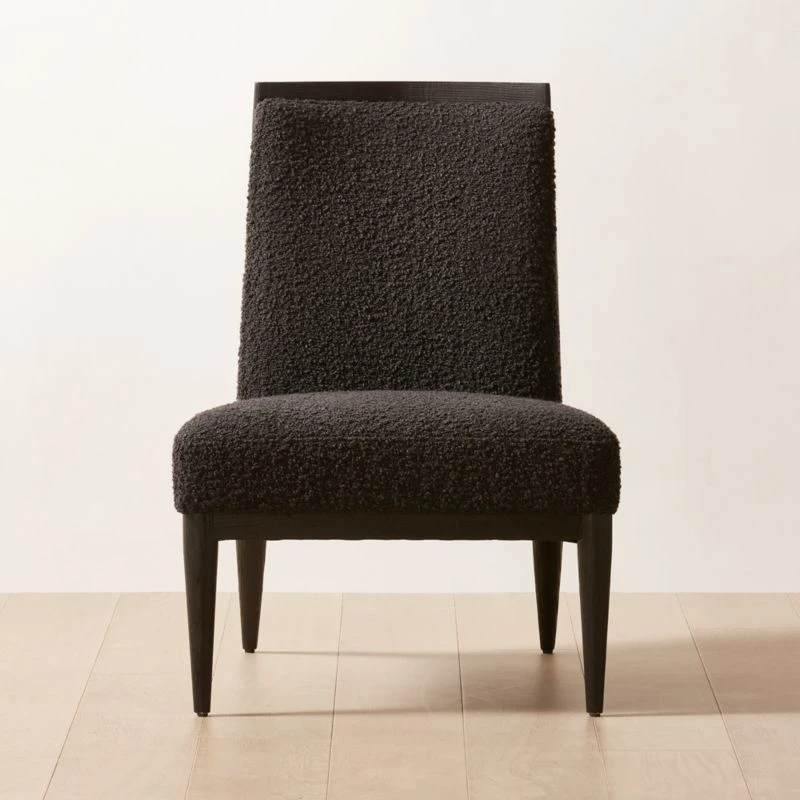 Black Boucle Slipper Chair Model 400 1 Black Boucle Slipper Chair Model 400