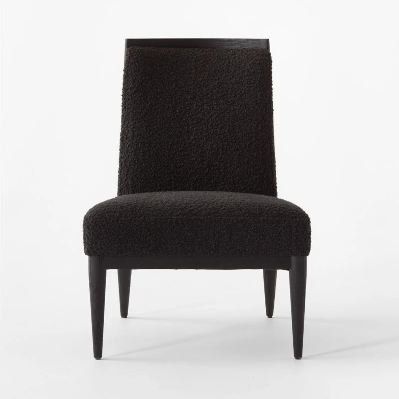 Black Boucle Slipper Chair Model 400 3 Black Boucle Slipper Chair Model 400 - Image 3