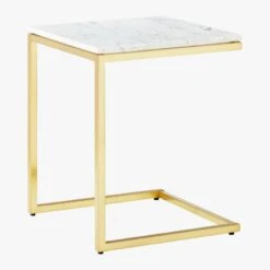 Smart Brass C Table With White Marble Top -Cb2 Sales 2024 SmartMarbleBrassCTable3QS18
