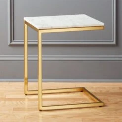 Smart Brass C Table With White Marble Top
