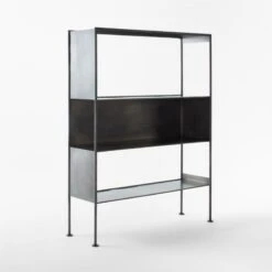 Spule Metal Bookcase 61'' -Cb2 Sales 2024 SpuleShortMetalBookcase3QSSF22