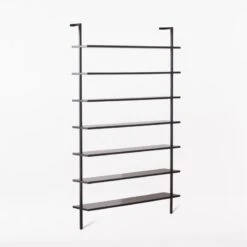 Stairway Wide Black Metal Wall Mount Bookshelf 96'' -Cb2 Sales 2024 Stairway96inWdShelvesBlk3QSSF21