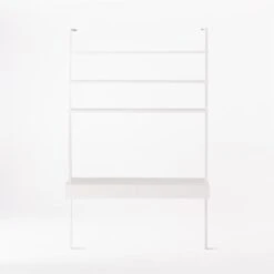 Stairway 2-Drawer White Wall Mount Desk With Shelves 96'' -Cb2 Sales 2024 Stairway96inWideDeskWhtSOSSF21