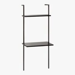 Stairway Black Wall Mount Desk With Shelf 72.5'' -Cb2 Sales 2024 StairwayDeskBlackShort3QFS18