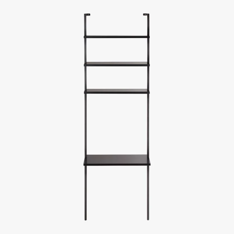 Stairway Black Wall Mount Desk With Shelves 96'' 3 Stairway Black Wall Mount Desk With Shelves 96'' - Image 3