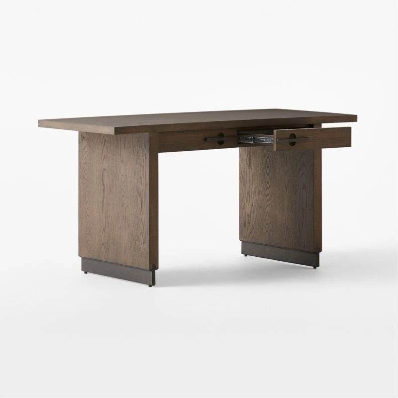 Stilt 2-Drawer Fumed Oak Wood Desk 4 Stilt 2-Drawer Fumed Oak Wood Desk - Image 4