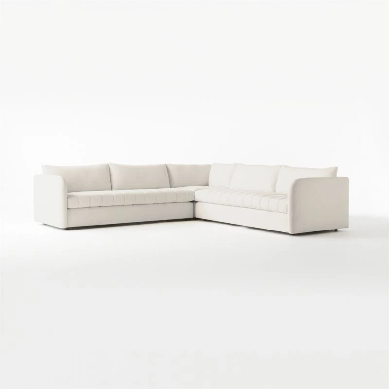 Stitch 3-Piece L-Shaped White Performance Fabric Sectional Sofa 3 Stitch 3-Piece L-Shaped White Performance Fabric Sectional Sofa - Image 3