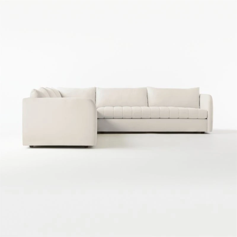 Stitch 3-Piece L-Shaped White Performance Fabric Sectional Sofa 4 Stitch 3-Piece L-Shaped White Performance Fabric Sectional Sofa - Image 4