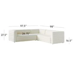 Strato 3-Piece L-Shaped White Boucle Sectional Sofa -Cb2 Sales 2024 StratoBoucle3pcSectBlcWhite3QF21