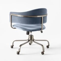 Stretta Blue Velvet Office Chair -Cb2 Sales 2024 StrettaBlueMtlOffcChair3QBSSS22