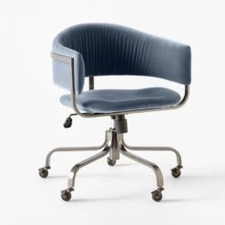 Stretta Blue Velvet Office Chair -Cb2 Sales 2024 StrettaBlueMtlOffcChair3QSSS22