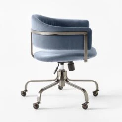 Stretta Blue Velvet Office Chair -Cb2 Sales 2024 StrettaBlueMtlOffcChairSDSSS22