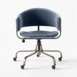 Stretta Blue Velvet Office Chair -Cb2 Sales 2024 StrettaBlueMtlOffcChairSOSSS22