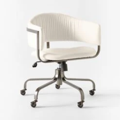 Stretta Ivory Velvet Office Chair -Cb2 Sales 2024 StrettaIvoryMtlOffcChair3QSSS22