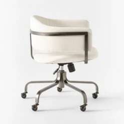 Stretta Ivory Velvet Office Chair -Cb2 Sales 2024 StrettaIvoryMtlOffcChairSDSSS22